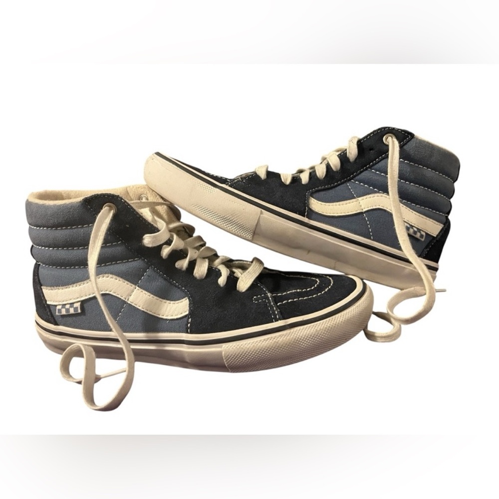 Vans Men’s Blue and White Suede High Tops